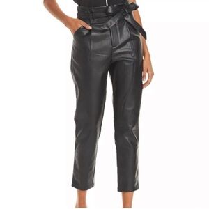 LUCY PARIS high waist belted faux leather pants